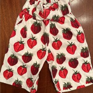 Kate Quinn Red Strawberry Print Baby Pants 3-6m